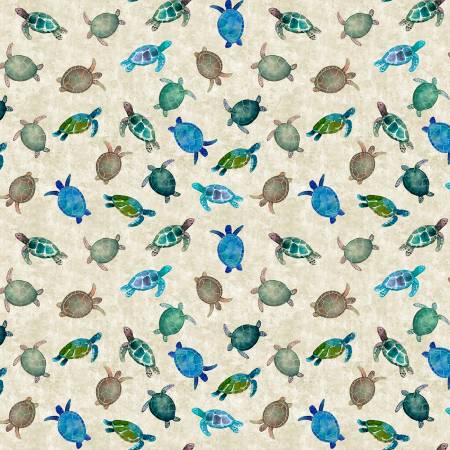 CW Khaki Coral Reef Digital Turtles