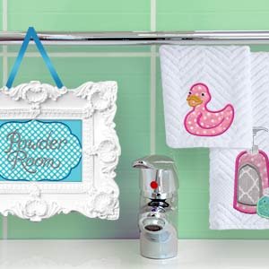 Retro mod Bathroom Embroidery CD