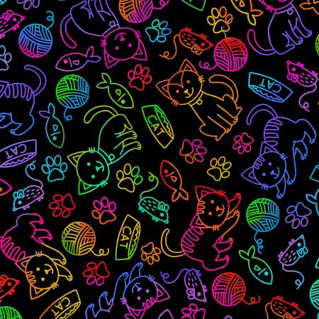 TT Cat C7037 Bright Rainbow Cat and Mouse Outline