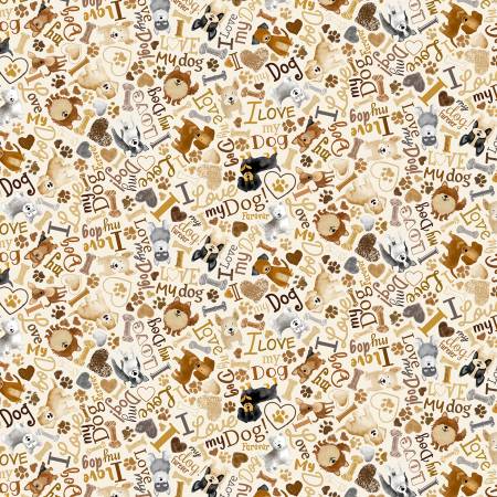 TT Tossed Dogs & Words CD3317 Cream