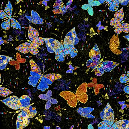 TT Black Large Flying Metallic Butterflies