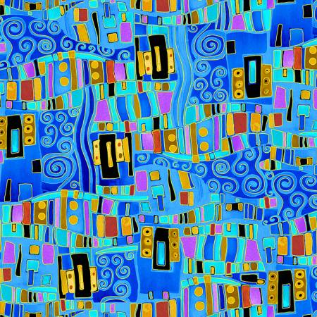TT Blue Geo Abstract Square Metallic