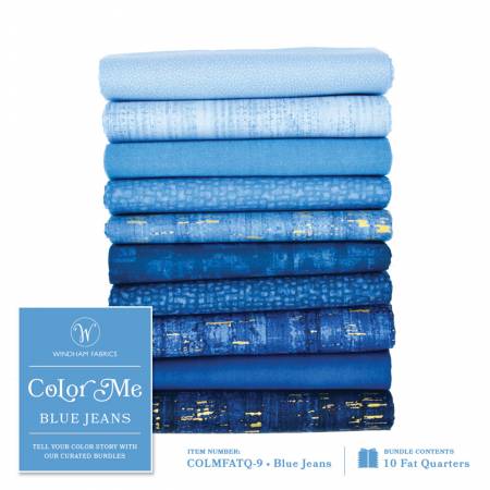 WD Fat Quarter bundle Color Me Blue Jeans 10pcs/bundle