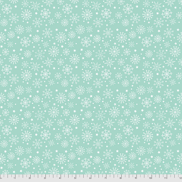 FS Snowy Day Flannel Snowflakes Aqua
