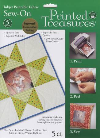 Printed Treasures Printer Fabric Sheets White5/pk