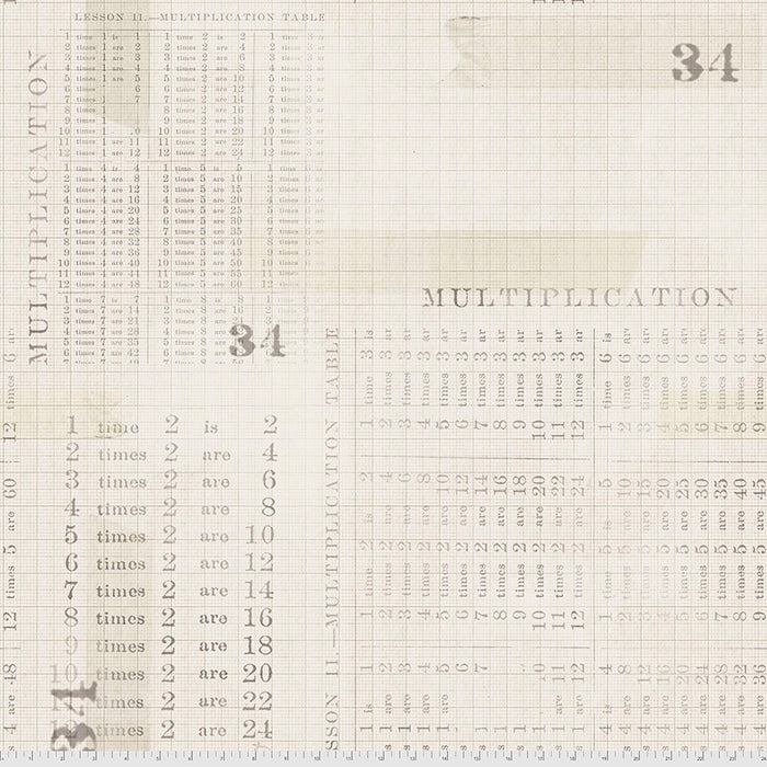 FS Multiplication Table - Parchment - Monochrome- Tim Holtz