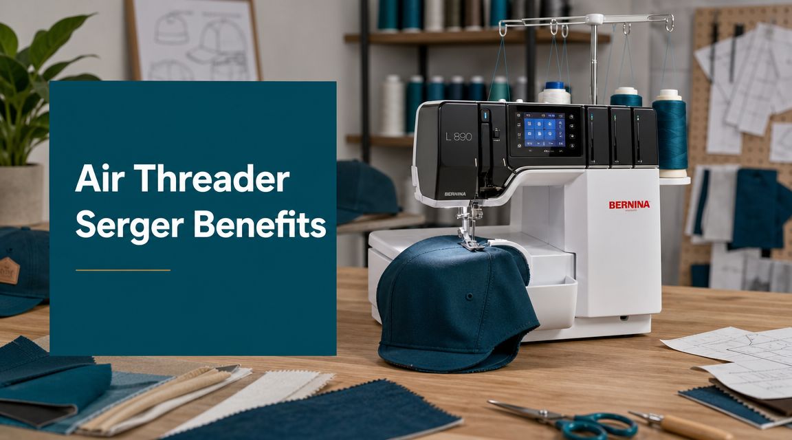 L 890 Air Threader Serger Benefits in Custom Hat Making