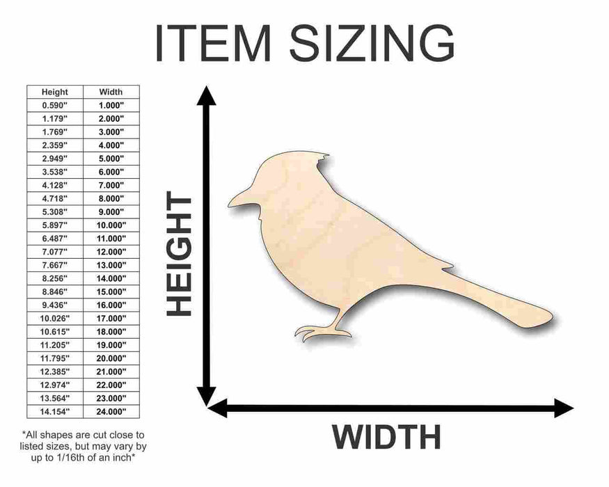 Unfinished Wood Bluebird Blue Jay Shape - Animal - Wildlife - Craft - up to 46" DIY