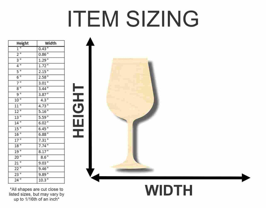 Unfinished Wood Wine Glass Shape - Craft - up to 46" DIY