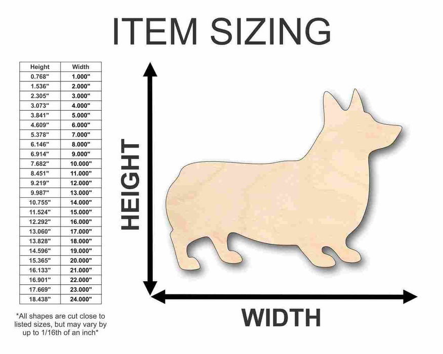 Unfinished Wood Corgi Dog Shape - Animal - Pet - Craft - up to 46" DIY