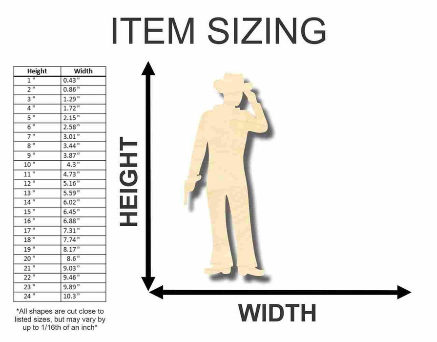 Unfinished Wood Cowboy Shape - Western - Craft - up to 46" DIY