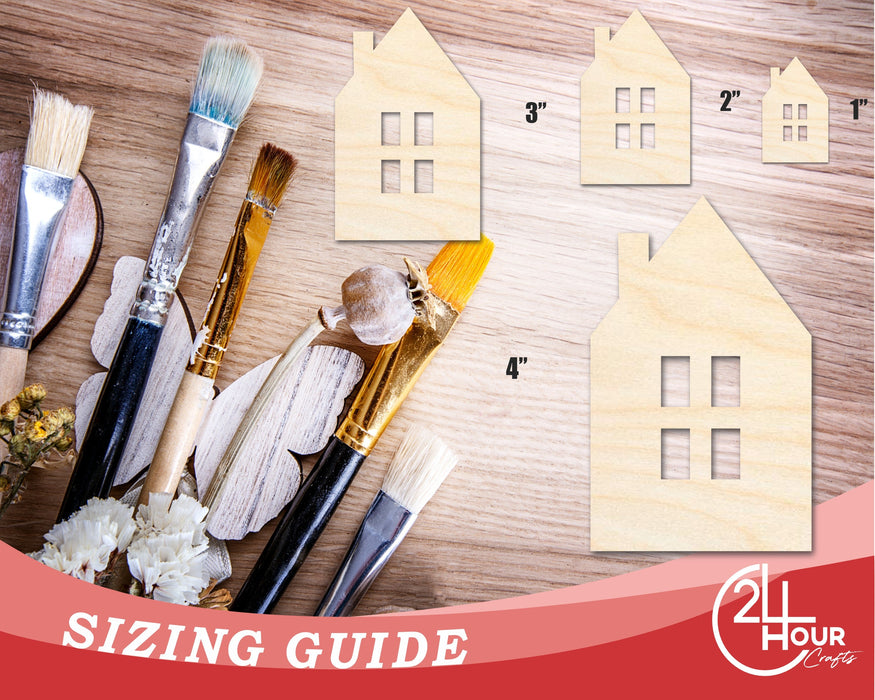 Unfinished Wood House Window Silhouette Shape | DIY Craft Cutout | Up to 36"