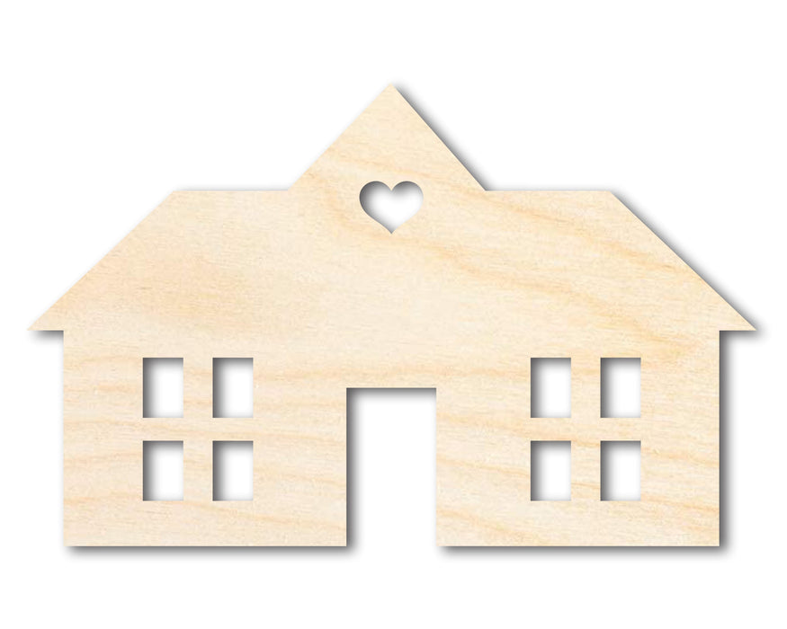 Unfinished Wood House Silhouette Shape - Craft - up to 46"