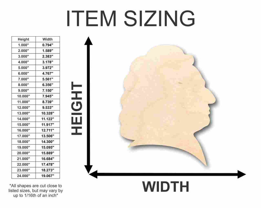 Unfinished Wood Bach Shape - Music - History - Craft - up to 46" DIY