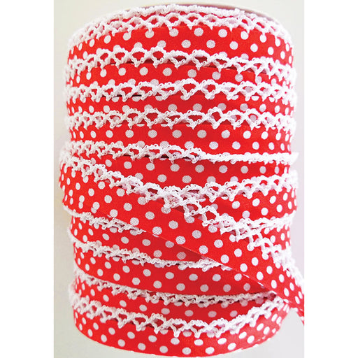 Crochet Edge DF Bias Dots Red