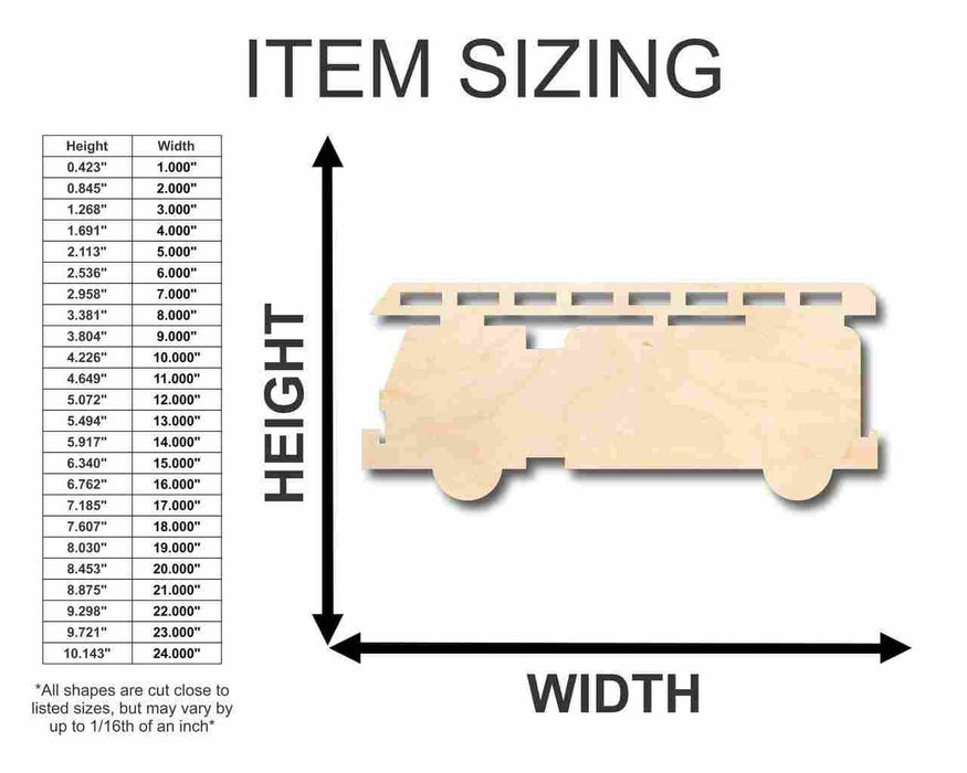 Unfinished Wood Fire Truck Shape - Firefighter - Craft - up to 46" DIY