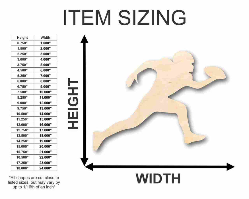 Unfinished Wood Football Player Shape - Sports - Craft - up to 46"
