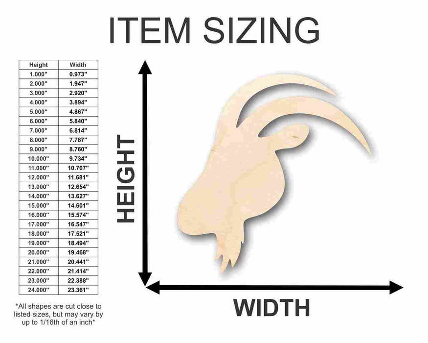 Unfinished Wood Goat Head Shape - Farm Animal - Craft - up to 46" DIY