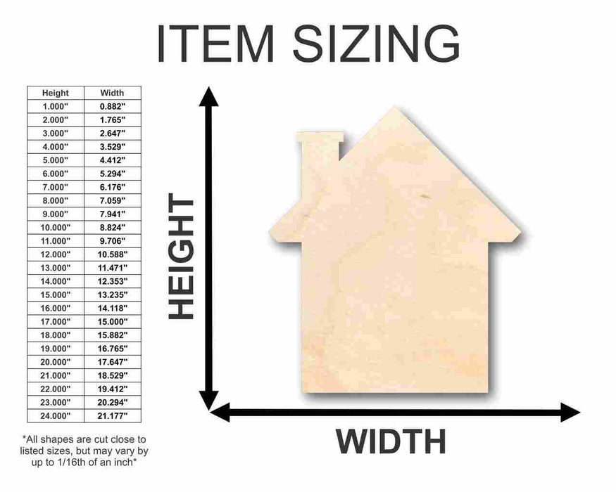 Unfinished Wood House Shape - Craft - up to 46" DIY