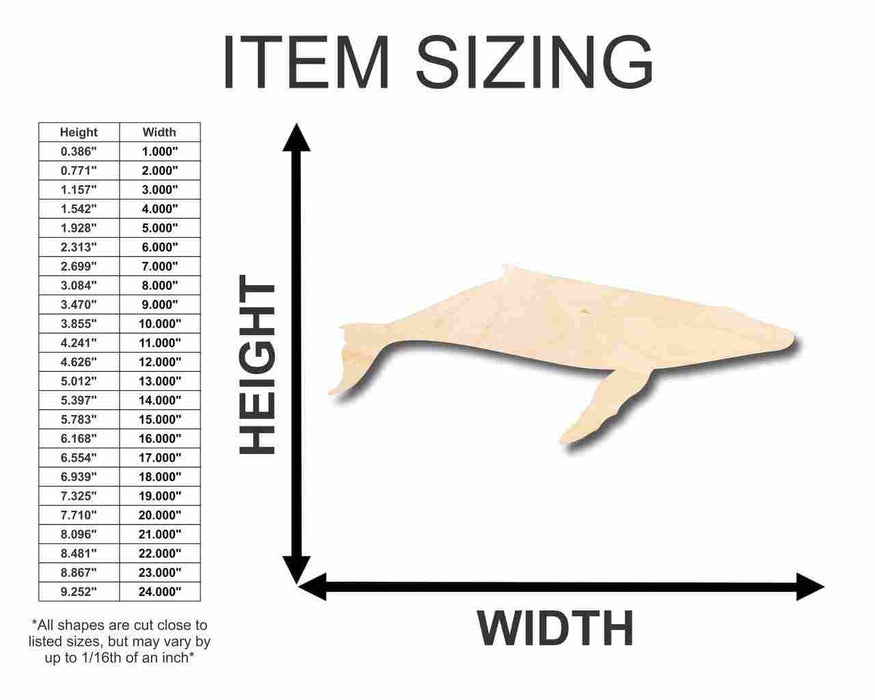 Unfinished Wood Humpback Whale Shape - Ocean - Craft - up to 46" DIY