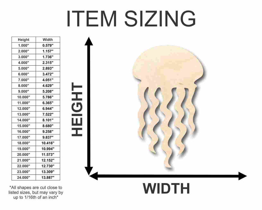 Unfinished Wood Jellyfish Shape - Ocean - Craft - up to 46" DIY