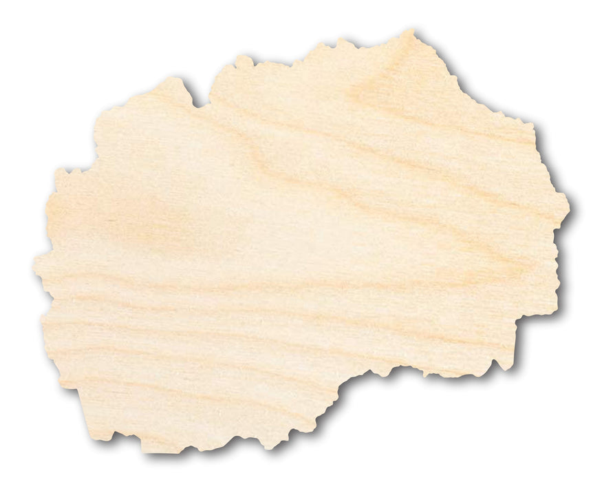 Unfinished Wood Macedonia Coutry Shape - Southeast Europe Craft - up to 46" DIY