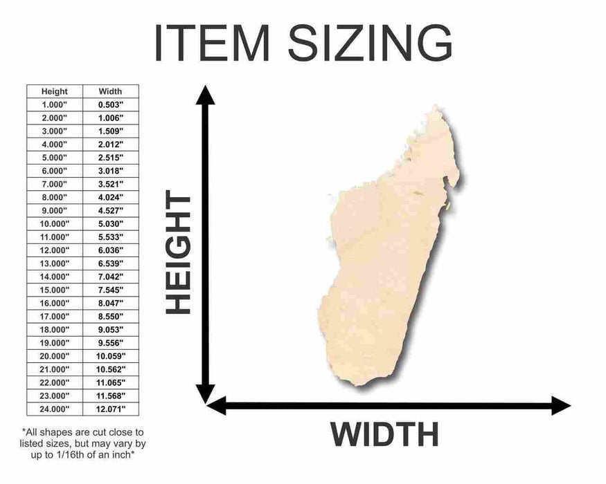 Unfinished Wood Madagascar Shape - Country - Craft - up to 46" DIY