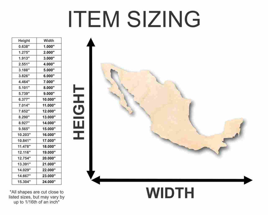 Unfinished Wood Mexico Shape - Country - Craft - up to 46" DIY