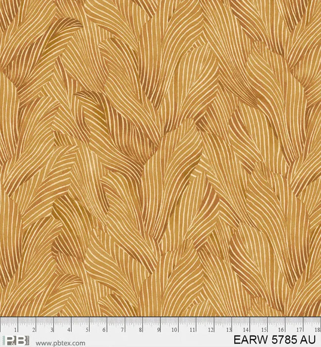 108" Earth Tones Gold Leaf Cotton Wideback Fabric per yard