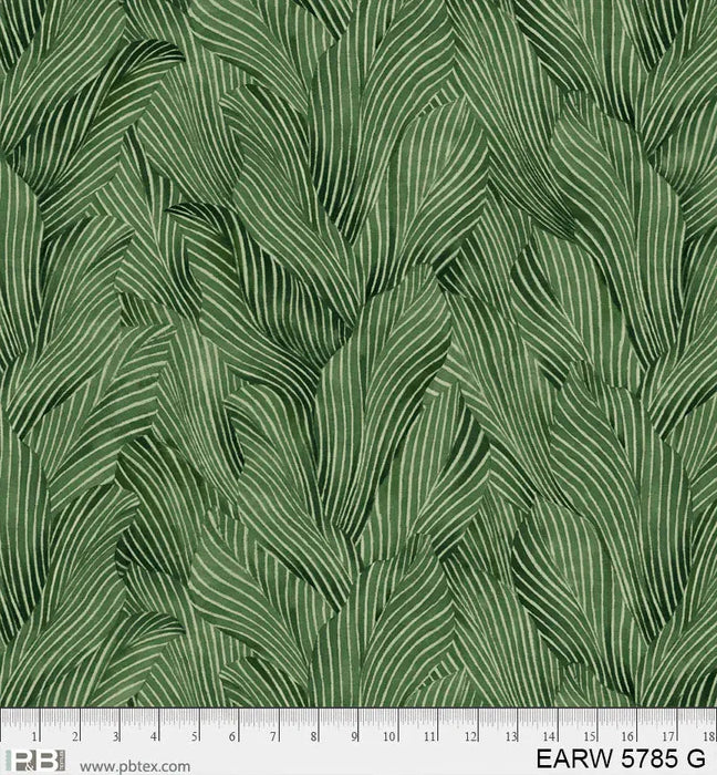 108" Earth Tones Green Leaf Cotton Wideback Fabric per yard