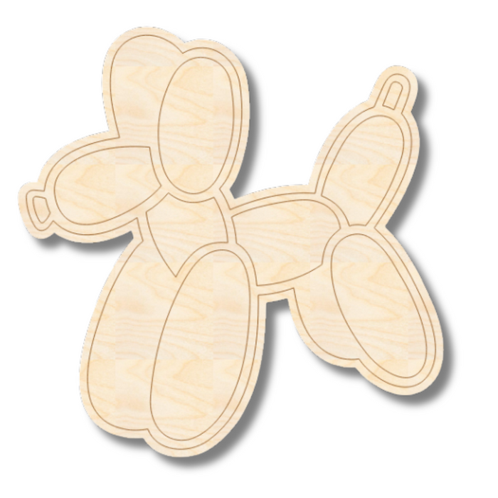 Unfinished Wood Etched Balloon Dog Shape | Paint By Line Crafts | up to 30" DIY
