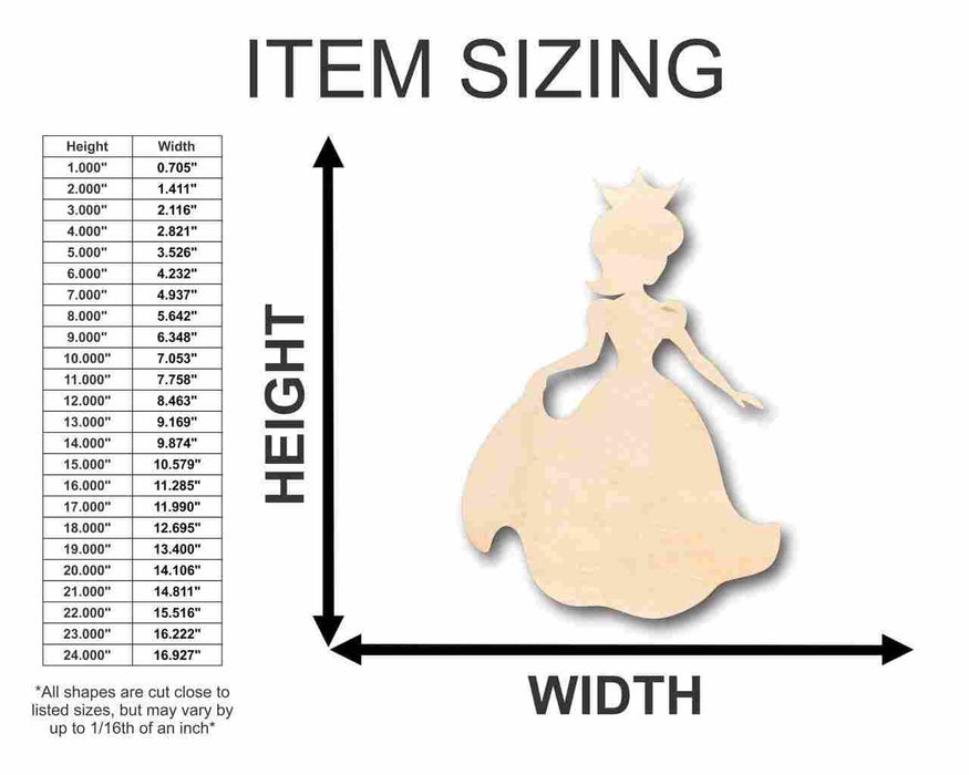 Unfinished Wood Princess Shape - Royalty - Craft - up to 46" DIY