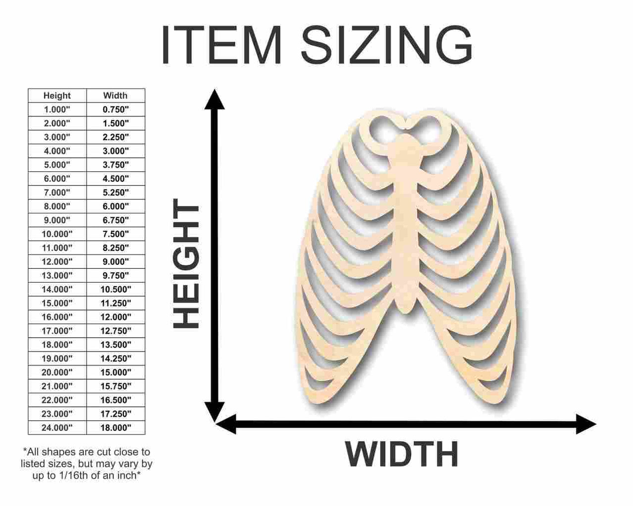 Diy String Rib Cage Unfinished Wood Skeleton Rib Cage Shape - Craft - up to 46