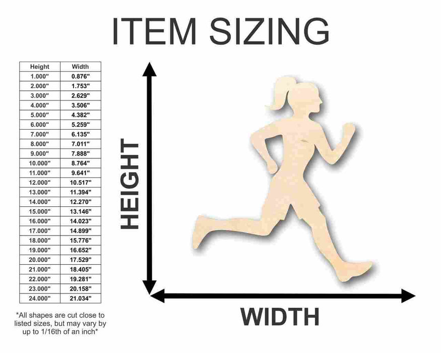 Unfinished Wood Running Girl Shape - Track Cross Country - Sports - Room Decor - up to 46" DIY