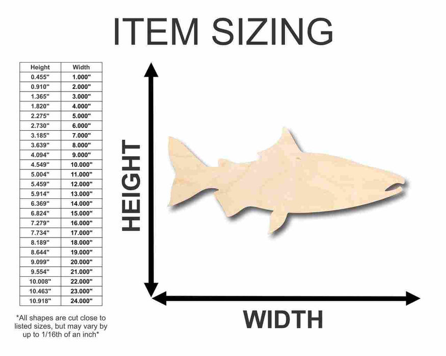 Unfinished Wood Salmon Fish Shape - Ocean - Rivers - Alaska - Craft - up to 46" DIY