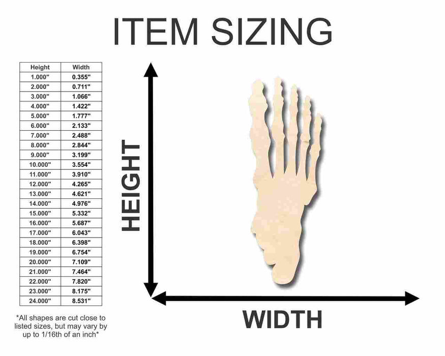 Unfinished Wood Skeleton Foot Shape - Bones - Craft- up to 46" DIY