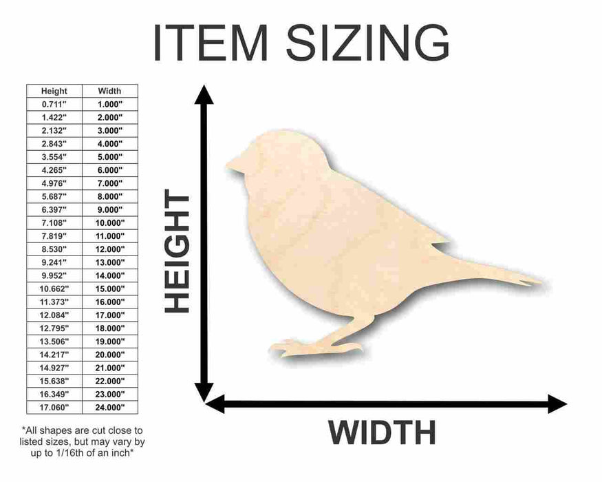 Unfinished Wood Sparrow Shape - Animal - Bird - Wildlife - Craft - up to 46" DIY