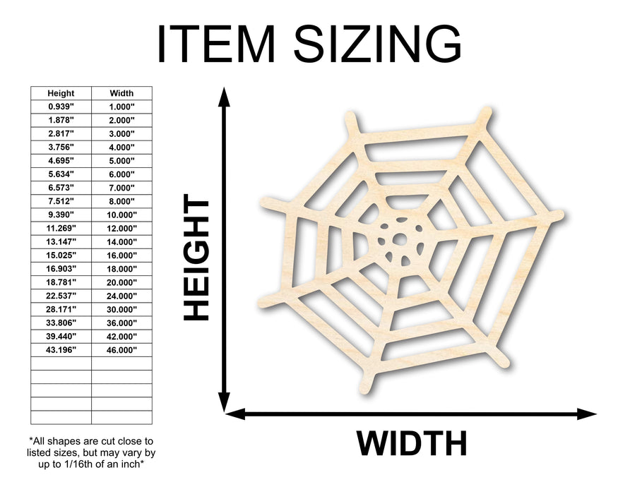 Unfinished Wood Spider Web Shape - Insect - Animal - Wildlife - Craft - up to 46" DIY