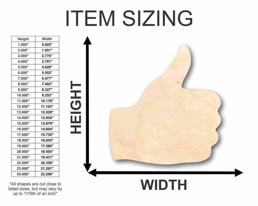 Unfinished Wood Thumbs Up Shape - Craft - up to 46" DIY