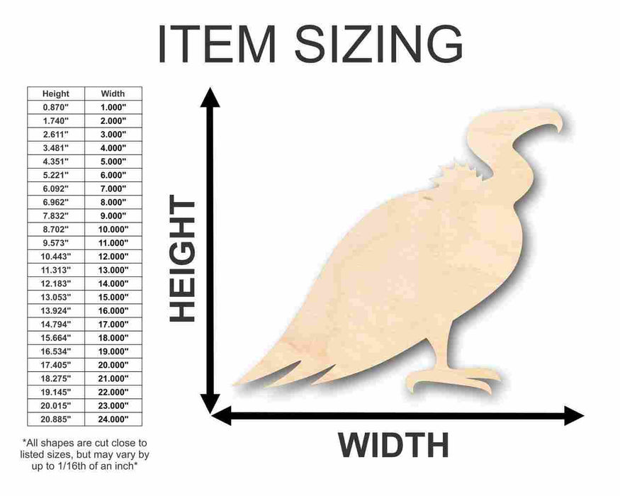 Unfinished Wood Vulture Shape - Animal - Wildlife - Craft - up to 46" DIY
