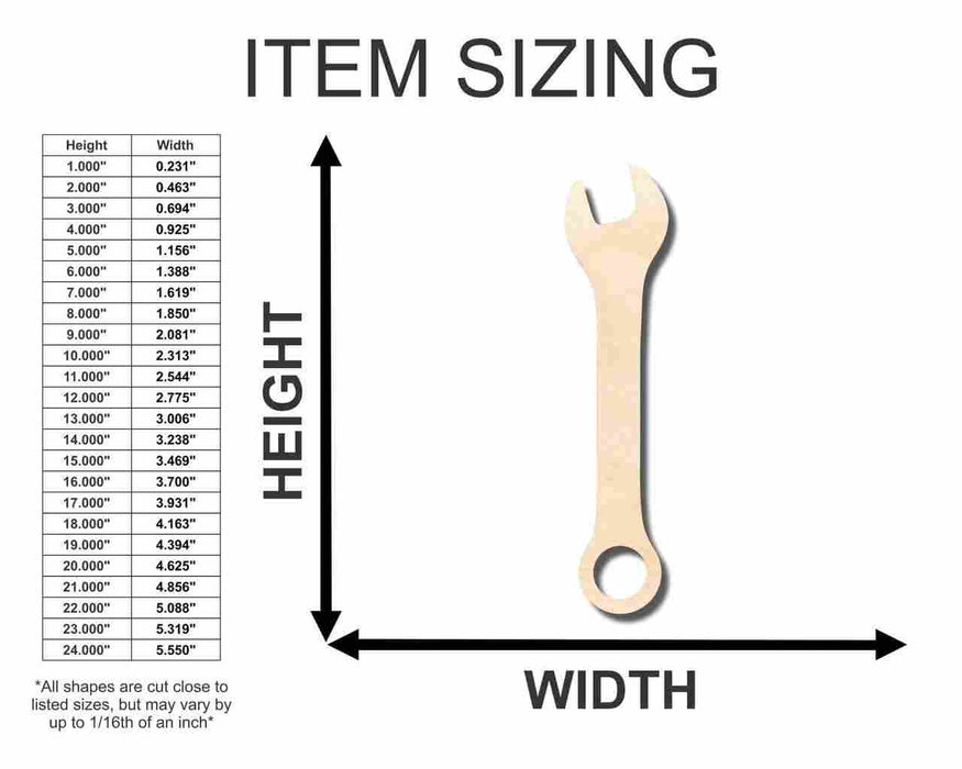 Unfinished Wood Wrench Shape - Tool - Craft - up to 46" DIY