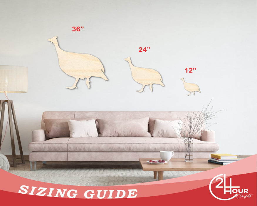 Unfinished Wood Guinea Fowl Shape - Craft - up to 46" DIY
