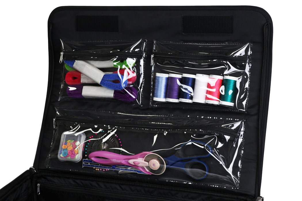 Everything Mary XL 4 Wheel Collapsible Rolling Sewing Machine Storage Case, Black