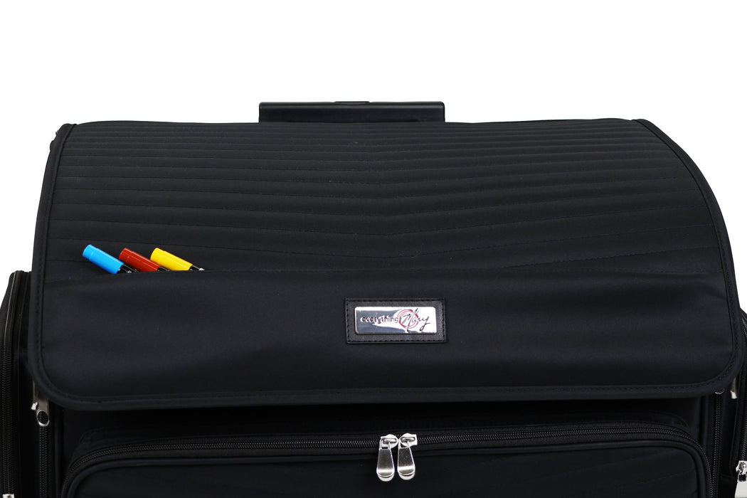 Everything Mary XL 4 Wheel Collapsible Rolling Sewing Machine Storage Case, Black