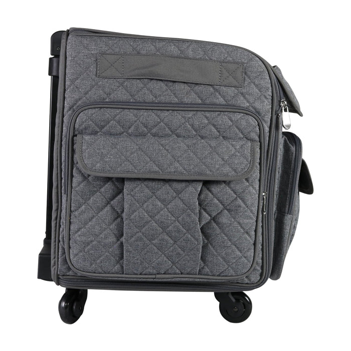 Everything Mary XXL 4 Wheel Collapsible Rolling Sewing Machine Storage Case, Heather Grey