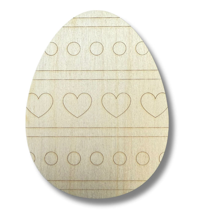 Unfinished Wood Etched Heart Pattern Egg Shape | Paint By Line Crafts | up to 30" DIY