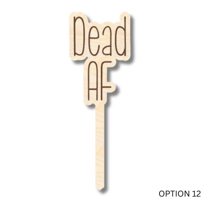 Unfinished Wood Funny Plant Stakes | 24 Options | 5" Tall | 1/8" Wood | Wood Craft Cutout