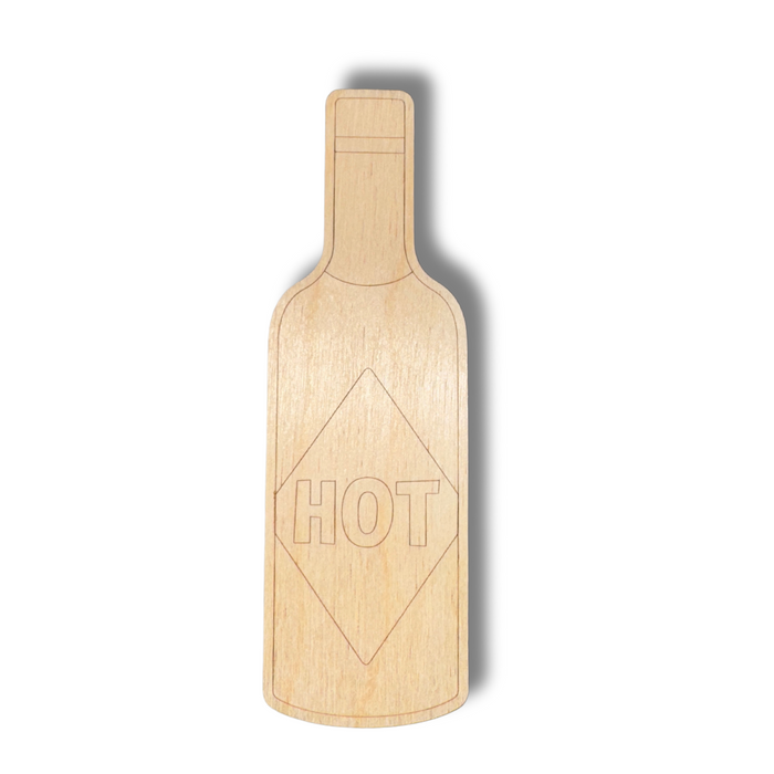 Unfinished Wood Etched Hot Sauce Shape | Paint By Line Crafts | up to 30" DIY