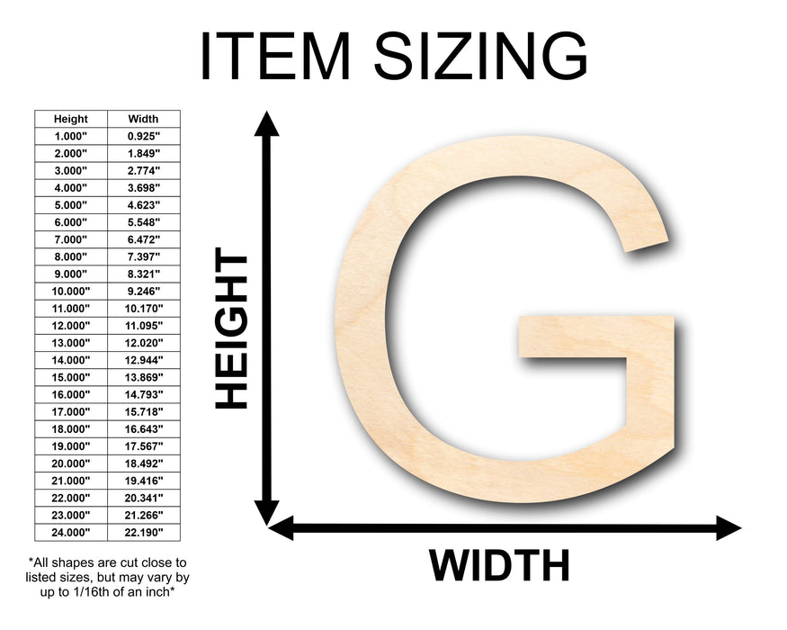 Unfinished Wood Arial Letter G Shape - Craft - up to 46" DIY