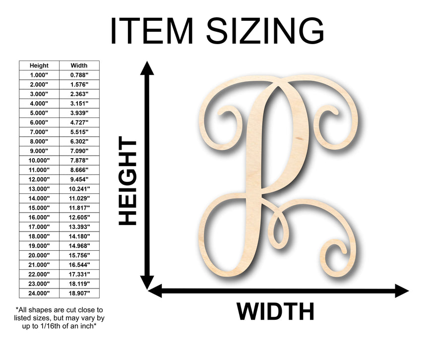 Unfinished Wood Monogram P Shape - Craft - up to 46" DIY